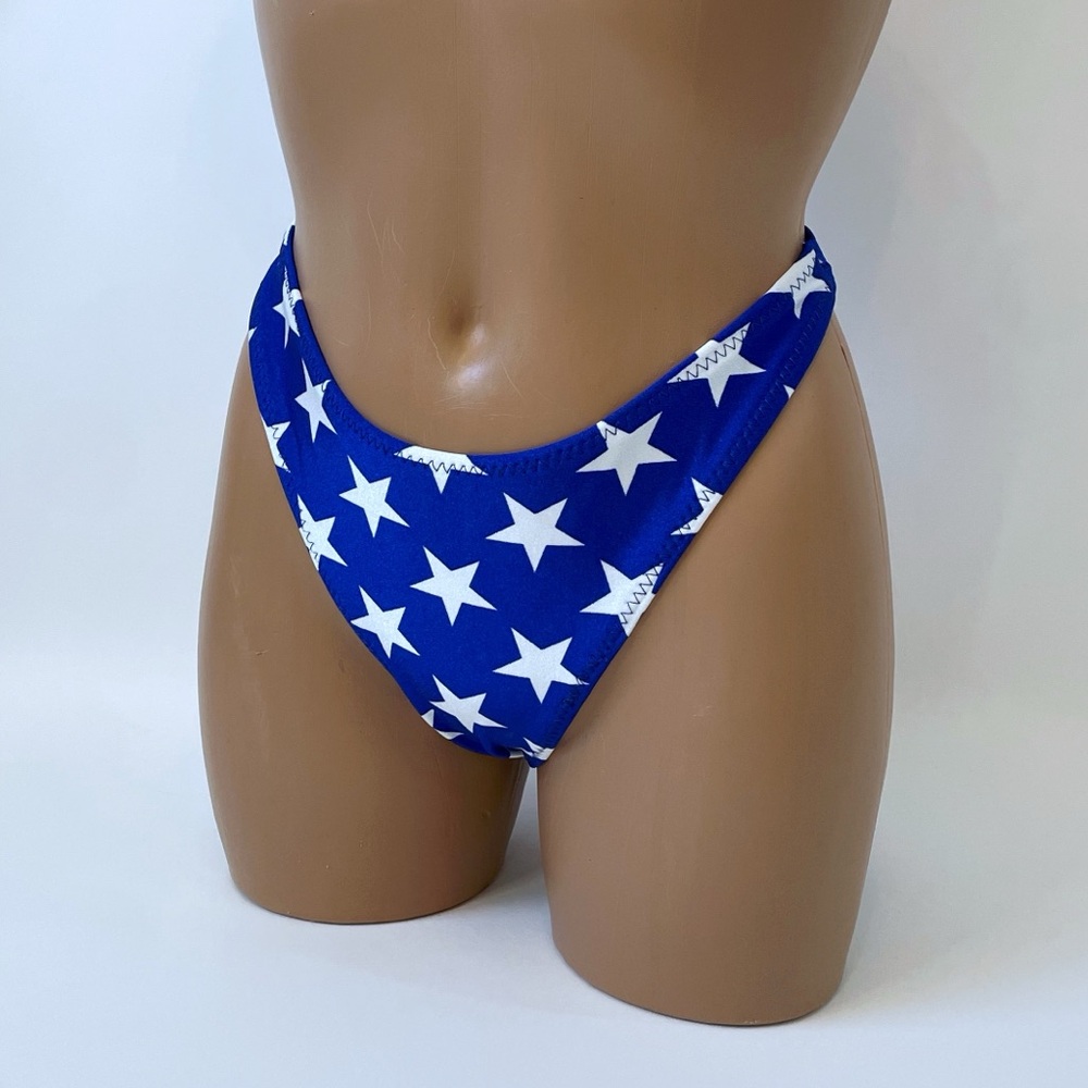 Blue Star Print High Cut Bikini Bottom